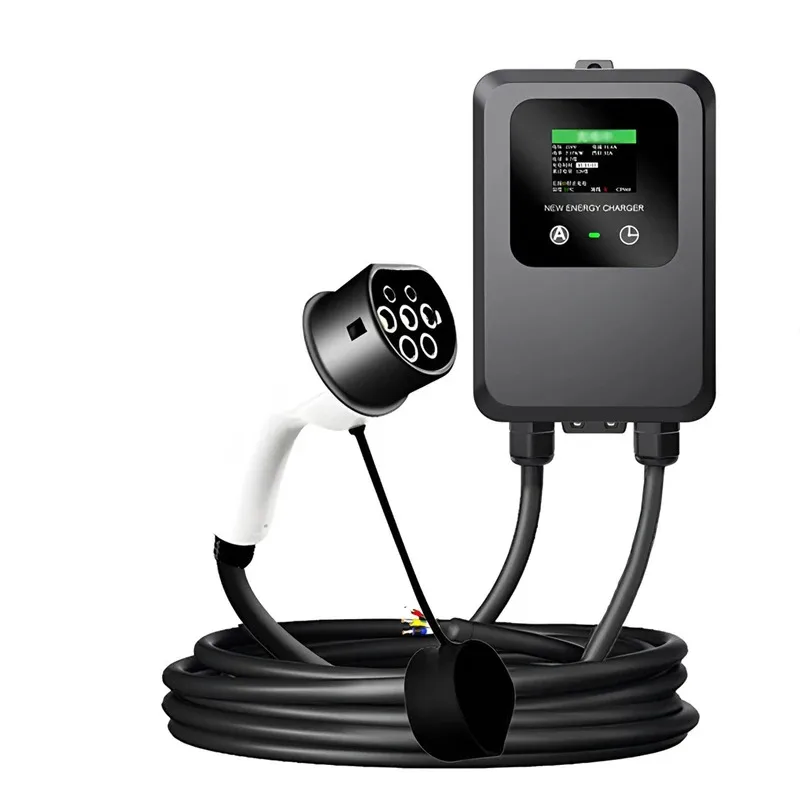 

32A-24A-16A-8A 7KW 1Phase Electric Vehicle Car Charger EV Wallbox 5M Type2 Cable Color LCD Screen