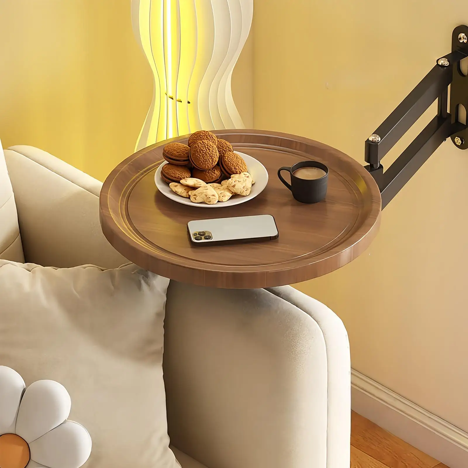 Wall Mounted Folding Tray Table Wall-Mounted Retractable Desk Balcony Coffee Table For Apartment Bedroom RV Owners Homeowners