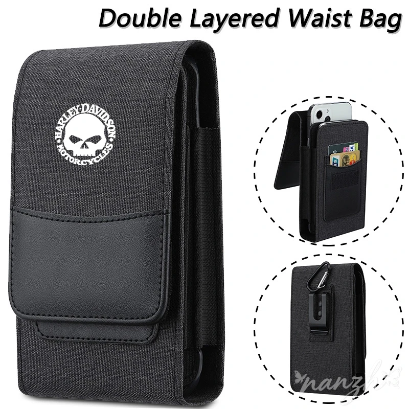 Phone Holster Belt Clip Waist Oxford Cloth Wallet For Harley Davidson PA1250 Softail Sportster VRSC Touring X48 1200 C Tire Valv - view 4