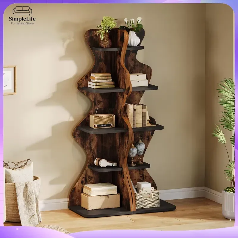 Modern Solid Wood Corner Bookcase for Bedroom Living Room Office School Hotel Storage Shelf Eco Friendly Durable Portable