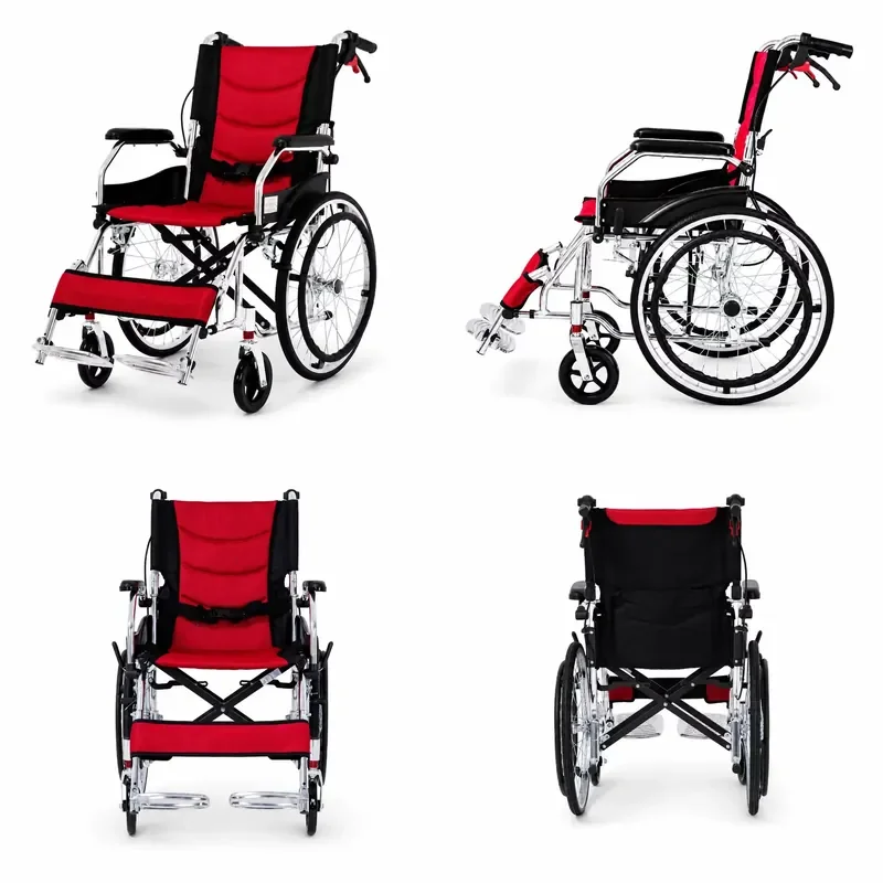 for  Aluminium Folding Manual Wheelchair with  Absorbing Front Wheels Self Locking Brakes  Elderly and Disabled