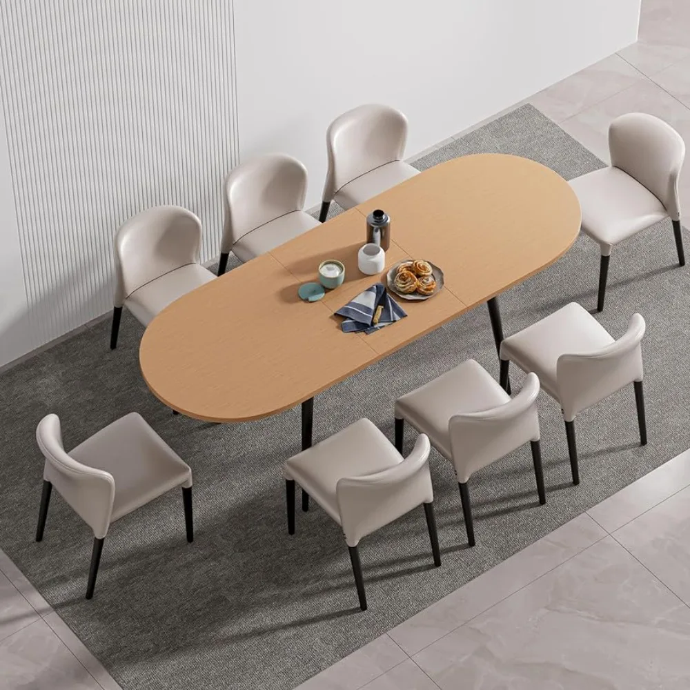 

75" X 32" Expandable Dining Table - a Oval Wooden Table Top With Metal Legs Room Furniture Home