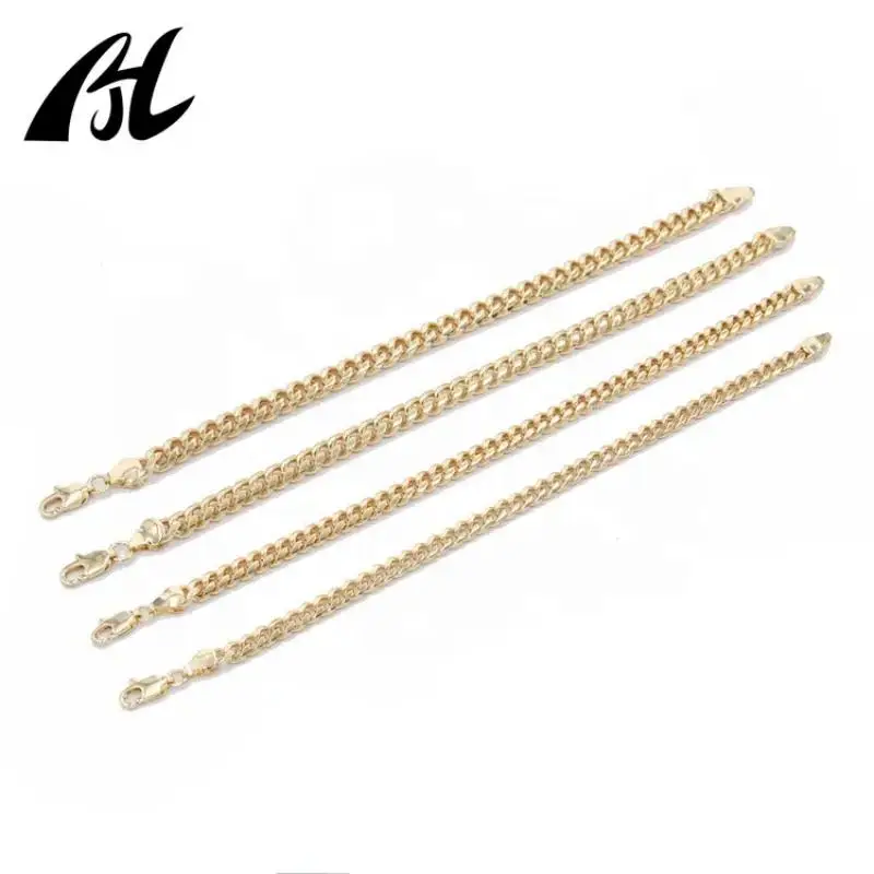 Hochwertige Messing vergoldete klassische Schlangen kette Armbänder oro Laminado kubanische Kette Hip Hop Männer und Frauen