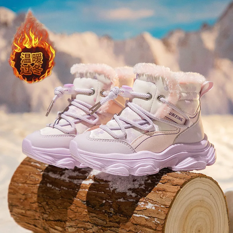 Children's Boots for Girls Thicken Warm Snow Boots Anti-slip Kids Outdoor Shoes Kids Shoes Winter