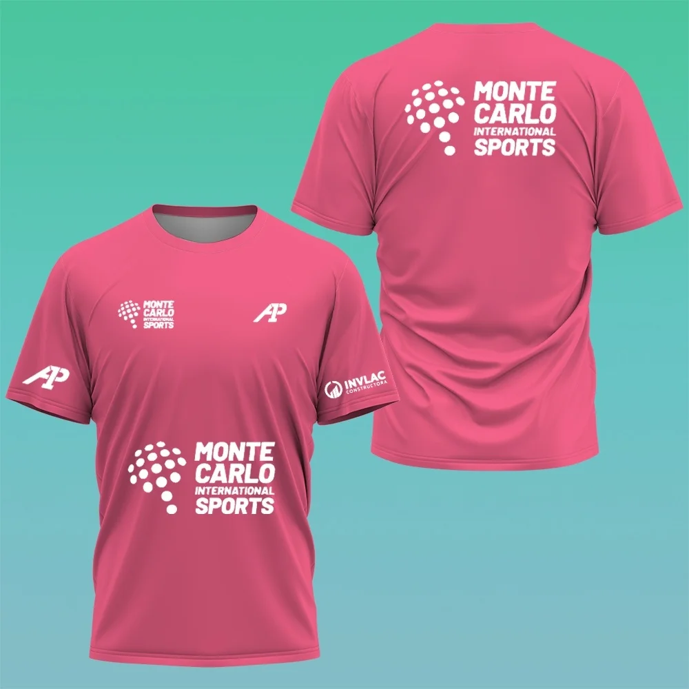 Monte Carlo International Sports Print Short-sleeve T-shirt Casual Sports Round Neck Top for Daily Fitness Outdoor Use