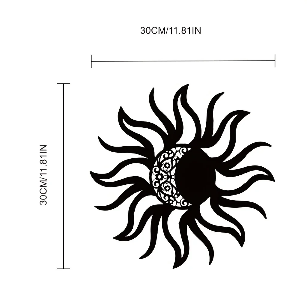 HelloYoung Metal Sun And Moon Art Wall Decor, Sun And Moon Metal Wall Decor, Metal Sun And Moon Sign Iron Art Silhouette