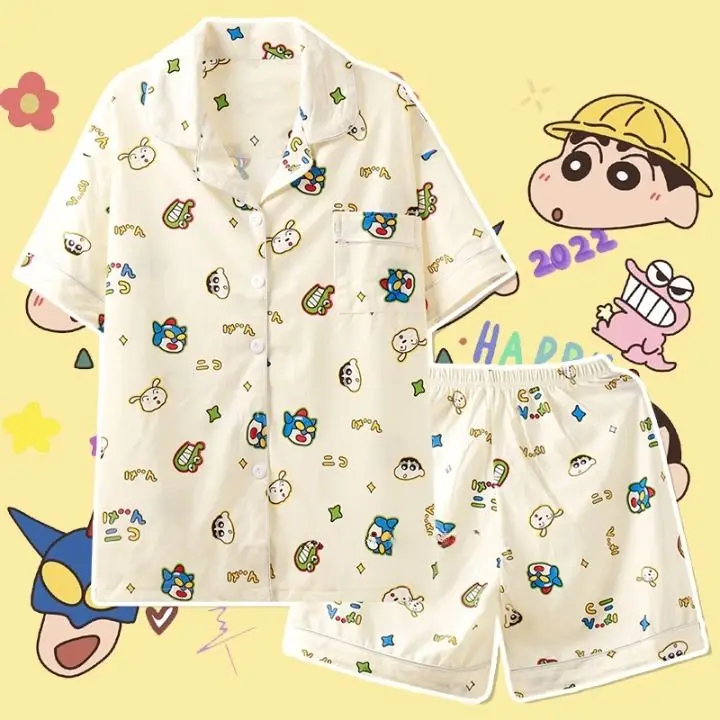 ensemble-pyjama-crayon-shinchan-pour-femme-manches-courtes-vetements-de-nuit-a-motifs-de-dessins-animes-shorts-tenue-de-maison
