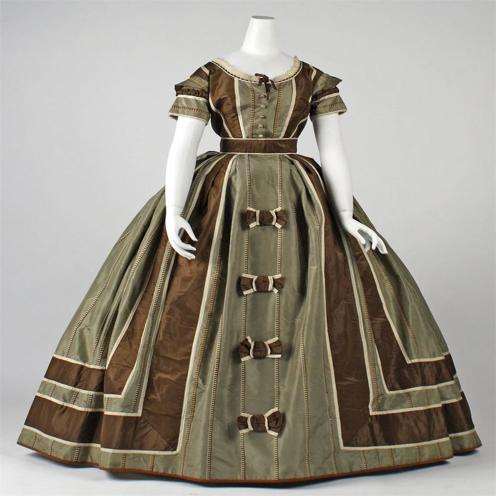 

1866s Civil War Victorian Vintage Walking Afternoon Wedding Dress Colonial Southern Belle Ball Gown