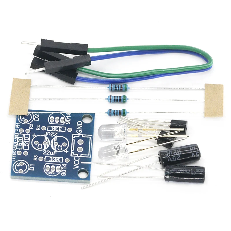 MHT11 Simple 5MM LED Flash DIY Kits DC 3V-14V Circuit Electronics Suite 1.6mm Parts forArduino Blinking Flashing Kit