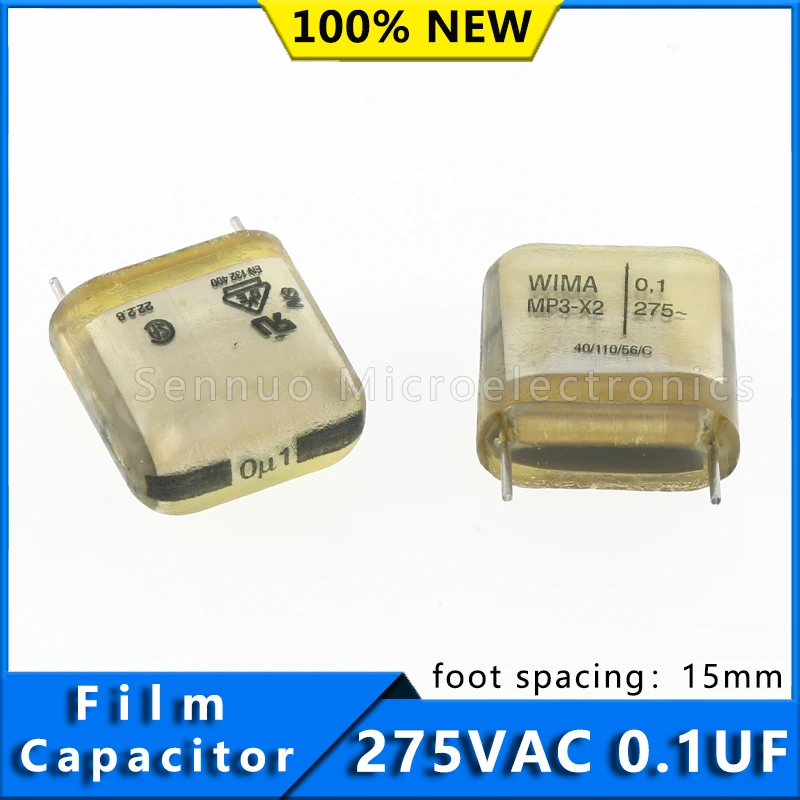 

2Pcs New imported original WIMA Weima thin film capacitor MP3-X2 0.1UF 104 100nF 275VAC endless capacitor MPX21W3100FG00MSC9