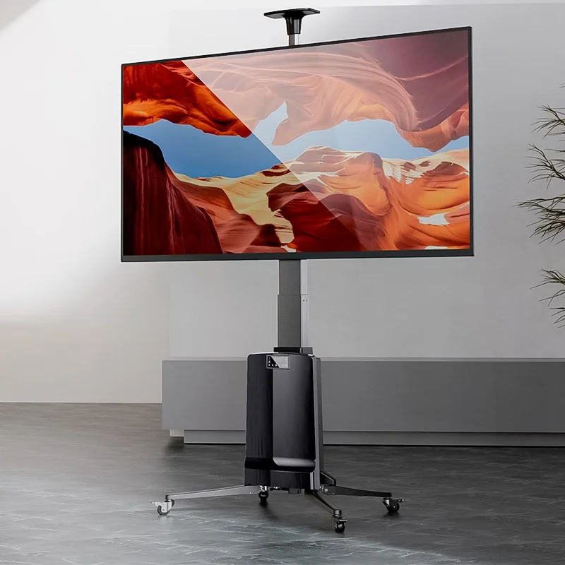 Suporte de TV Elétrico de Alumínio com Controle Remoto com 90 Graus de Inclinação °   Suporte Inclinável para TVs de 55 a 85 Polegadas