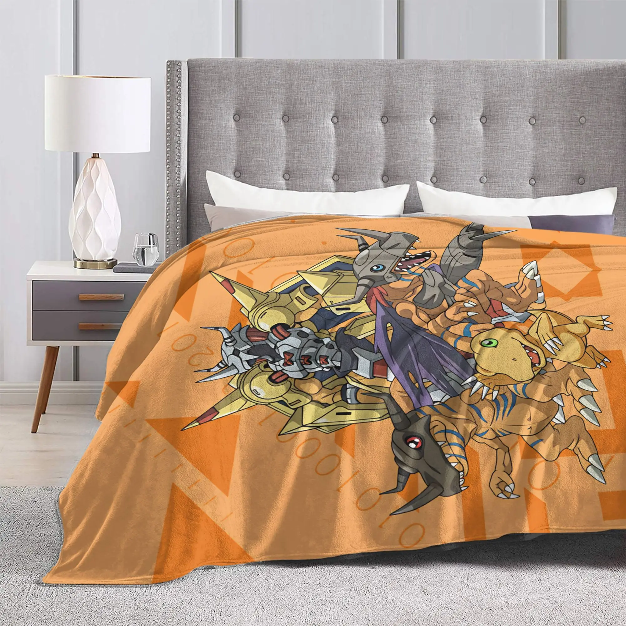 Super Soft BlanketChild Travel Digimon Takeru Patamon Throw Blanket  Flannel Bedspread For Couch Chair Funny Sofa Bed Cover
