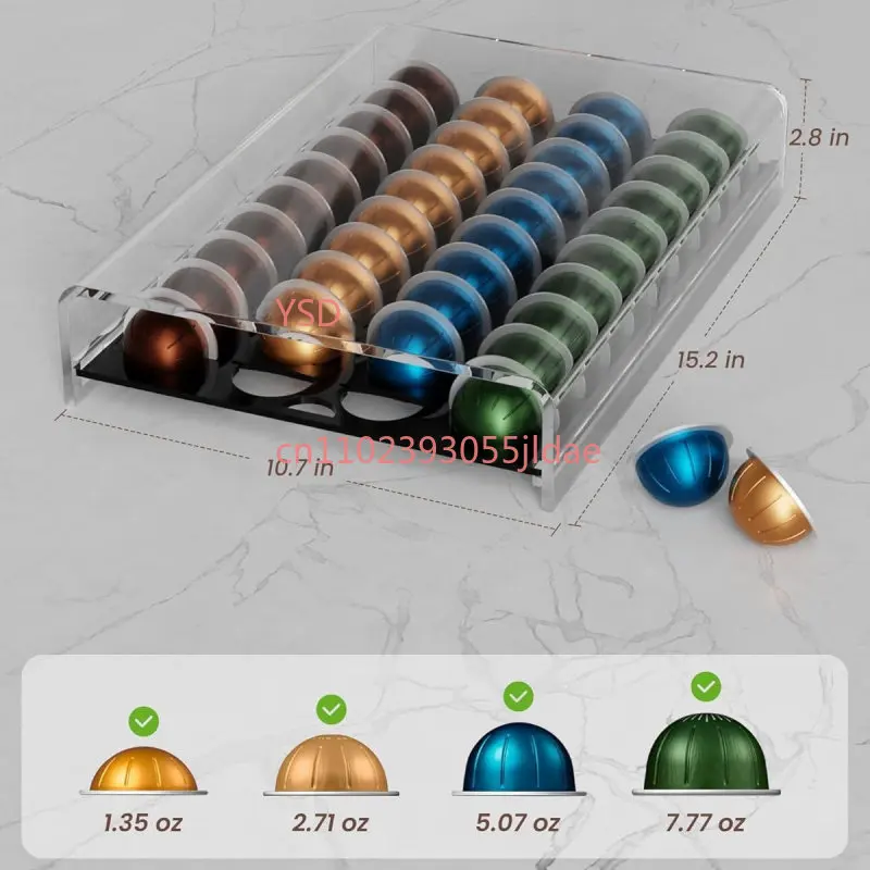 Acrylic coffee capsule storage drawer desktop table coffee machine base coffee capsule storage box