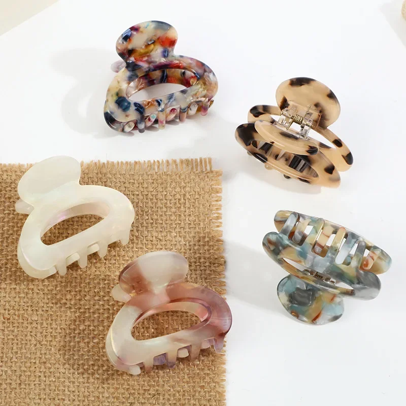 2pcs/set Acetate Hair Claw Clip for Women Girls Mini Leopard Hair Clips Chic Barrettes Crab Hairpins Clamp Hair Accessories