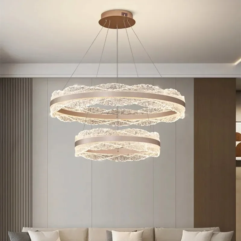 

Nordic Wave Ring Acrylic LED Pendant Light for Living Dining Table Room Bedroom Minimalist Design Dimmable Luster Luminaire Lamp