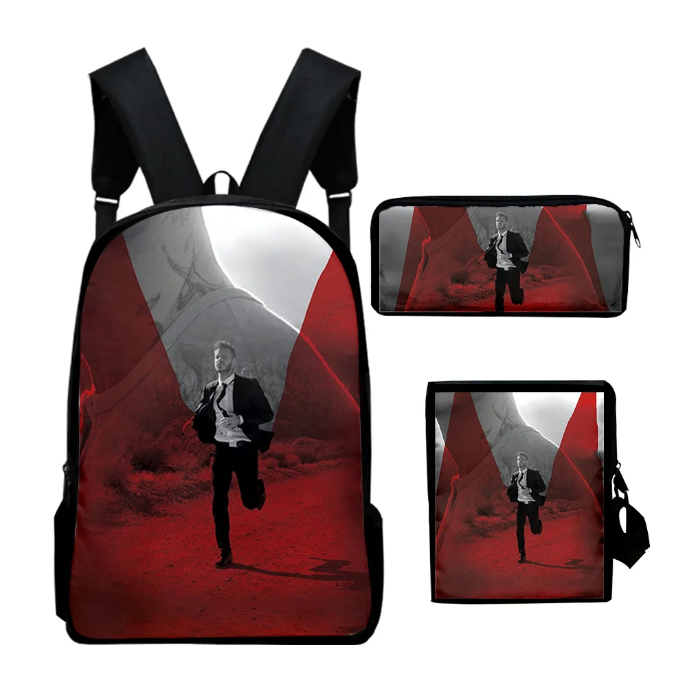 

M Pokora Merch Backpack 3 Pieces Sets Shoulder Bags Unisex Daypack Zipper Bag Unique Pencil Bag