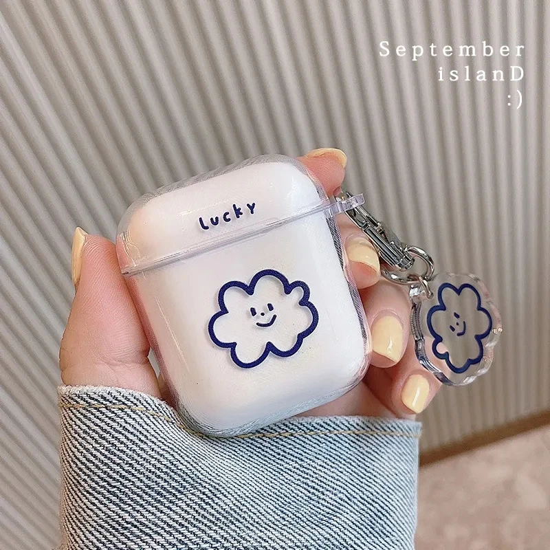 INS Cute Lucky Cloud Soft Clear Earphone Shell For Apple Airpod Pro 2nd 3 Cover For Airpod 2 1 Heardphone Cases With Keychain