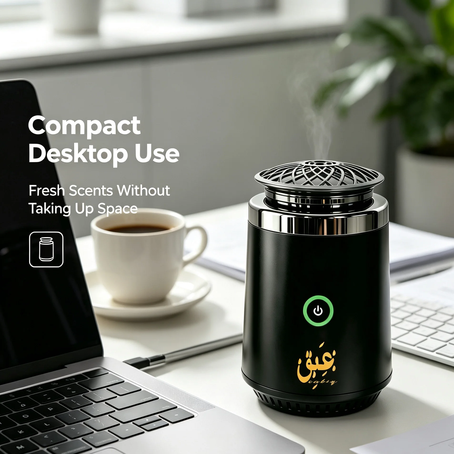 Middle Eastern Style Rechargeable Aroma Diffuser, Metal Texture Top Cover, Large Capacity Built-In Battery for Long-Lasting Use, Easily Eliminates Odors, and Allows You to Enjoy Rich Fragrances Anytime, Anywhere