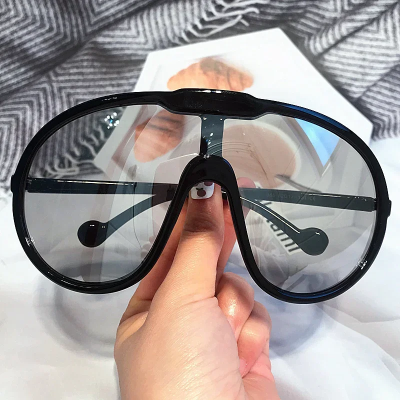 One Piece Oversize Yellow Black Graident Shield Sunglasses for Women Men Vintage Mask Y2K Sun Glasses Ladies Sexy Shades Driving - view 2