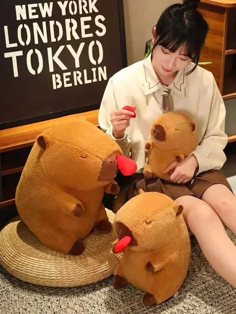 Capybara 만화 봉제 장난감 시뮬레이션 동물 인형 베개, 가정 장식, 푹신하고 부드러운 봉제 인형, 어린이 크리스마스 선물, 25cm