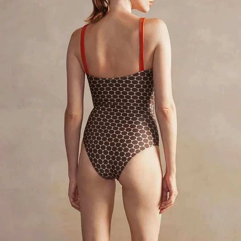 Retro One Piece Swimsuit with Skirt Cover up Women's Bandage Bodysuit Fashion Summer Beach Monokini Luxury Tight Fit 2025