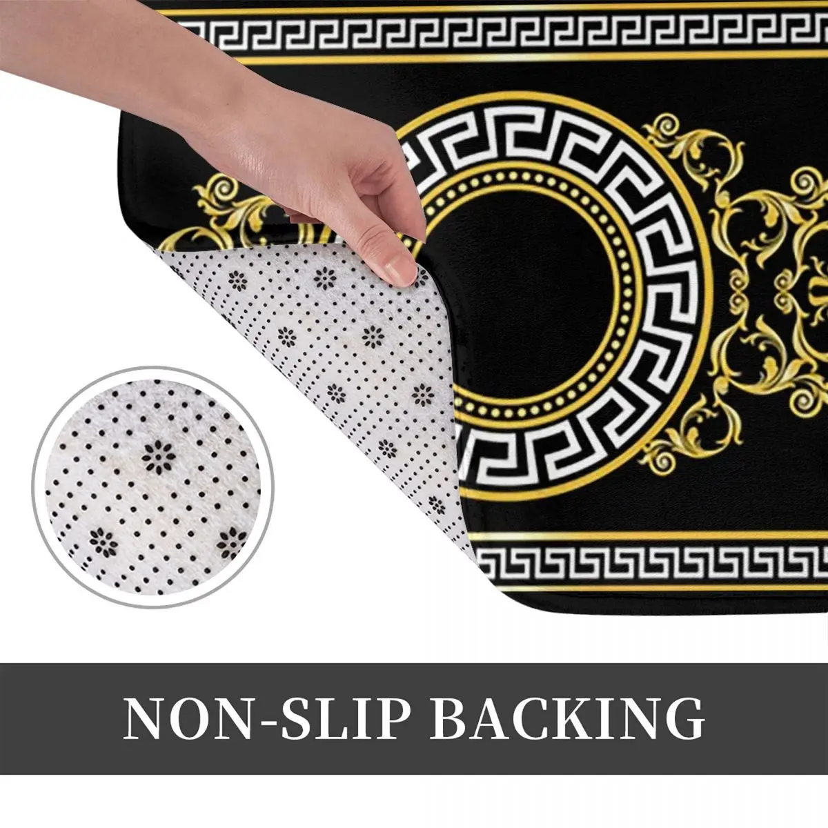 Luxurious Golden Lettering And Rotating Disc Design Anti-slip Doormat Floor Mat Carpet Rug for Kitchen Entrance Home Footpad Mat