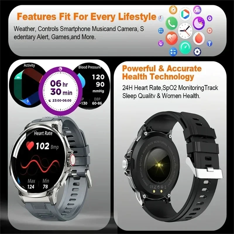 Hot Men Smart Watch 710mAh Outdoor Adventure Sports Watch Multi-Sports Fitness Track Clock Holiday Gift BT Call SmartWatch Men