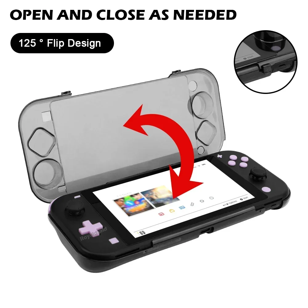 Fotografia 7: Capa transparente com glitter para switch lite, capa protetora transparente e completa, super leve, com estrutura de cristal integrada em pc