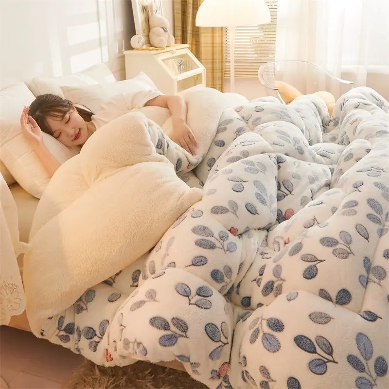 

Теплое фланелевое одеяло в стиле пэчворк, толстые стеганые одеяла для дома, размер Twin/Queen/King, роскошное зимнее одеяло с принтом, стеганое постельное белье
