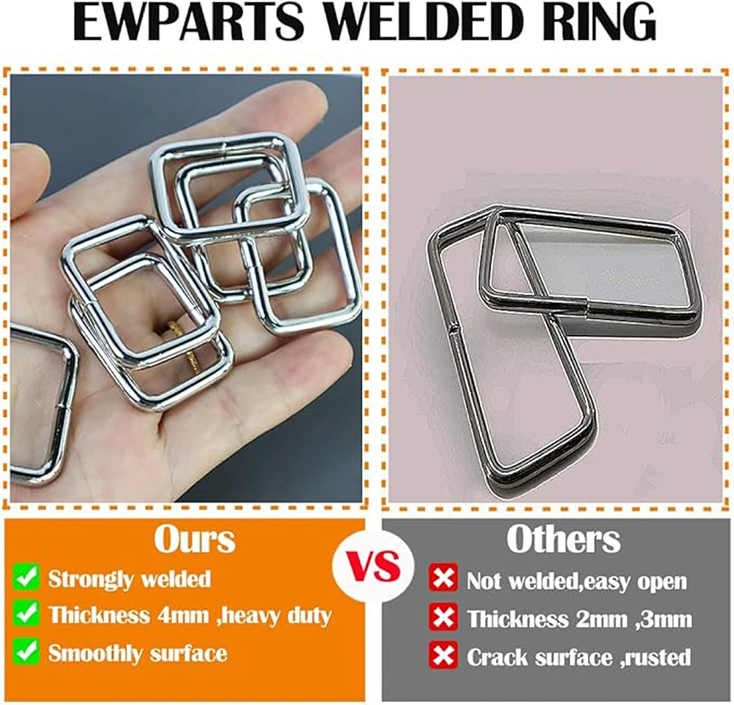 10pcs Metal Wire Formed Rectangle Ring Adjustable Belt Buckle D Ring Loops for Backpacks Strap Cat Dog Collar DIY Accessories