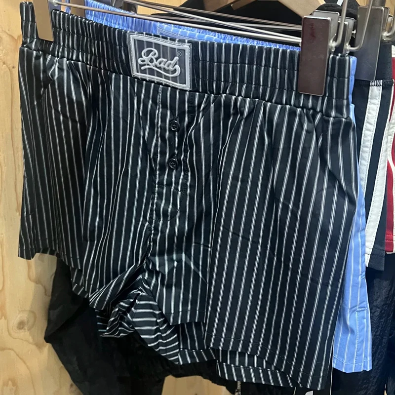 

American Vintage Badblood Striped Shorts Daily Casual Loose Simple Letter Streetwear Women's Short Pants