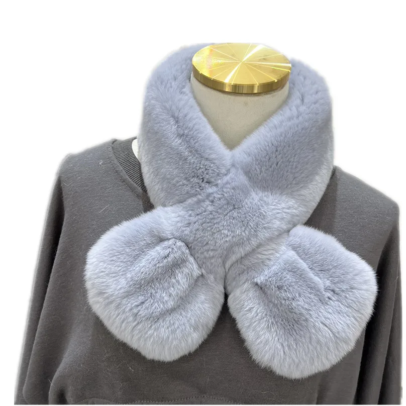 

New Women Real Rex Rabbit Fur Scarf Full Pelt Neck Trim Scarf Winter Whole Pelt Collar Wraps