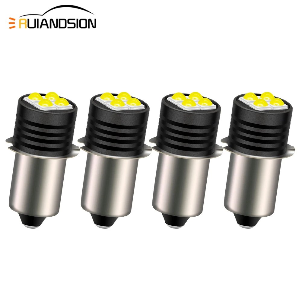 Ruiandsion 4PCS P13.5S 2.8-3V 0.6W PR2 PR3 LED Lamp 3V Flashlight Replacement Bulb Torches Work Light 500LM White