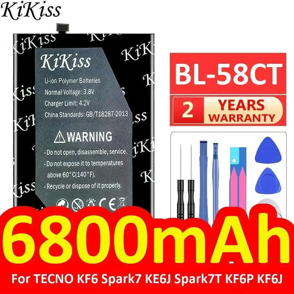 

Mobile Phone Battery For Tecno KF6 Spark7 KE6J Spark7t KF6P KF6J Environmentally Friendly BL-58CT 6800Mah