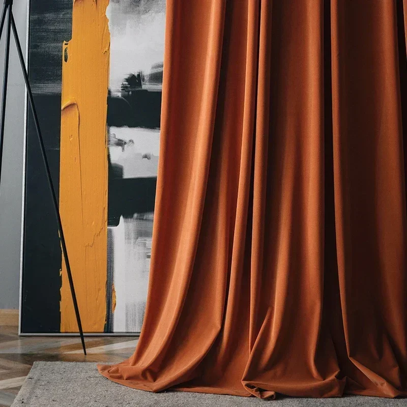

European Nordic Modern Luxury Velvet Curtains for Living Room Bedroom Hall 85% Blackout Balcony Window Ready-made Door Drapes