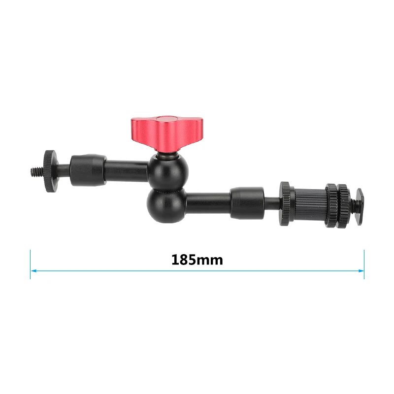 CAMVATE 7" Articulating Magic Arm with Shoe Mount Adapter (Red Locking Knob) for On-Camera LED Light / Monitor or Microphone