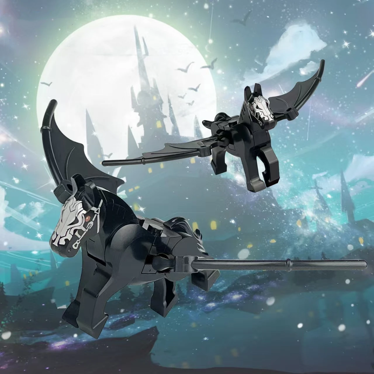 

Волшебная сцена, черные, белый боевой конь, пегас Winas, строительные детали, наборы моделей, кирпичи для детей, детские наборы