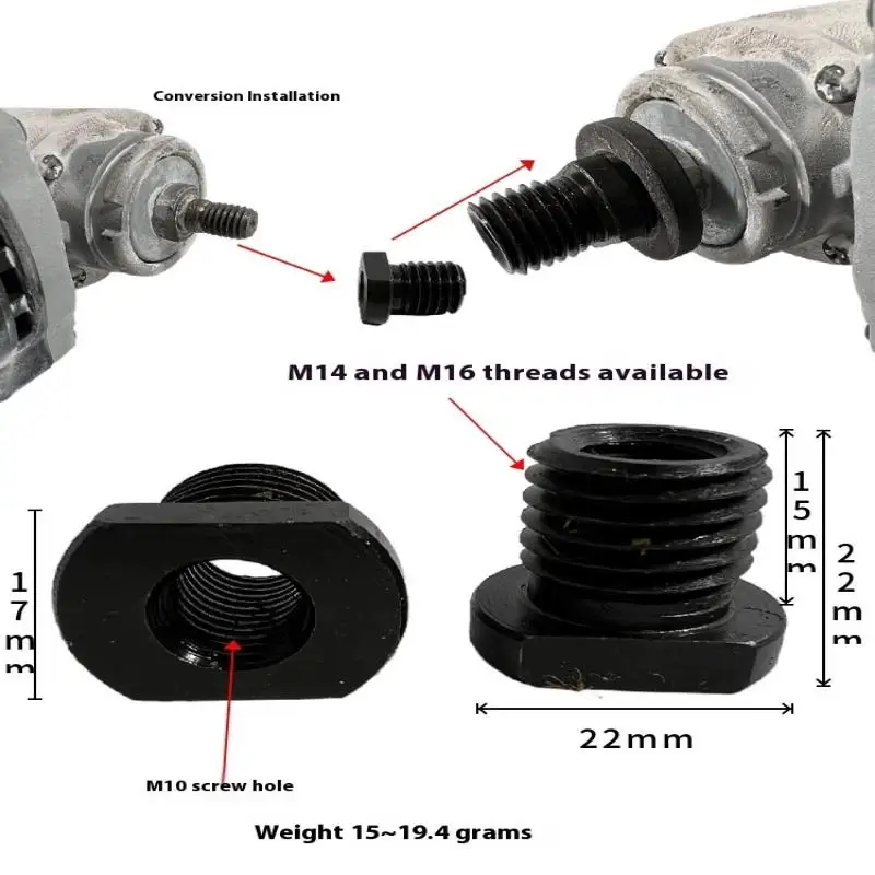 M10 M14 Thread Attachment Grinde Spindle Arbor Conversion Angle Grinder Adapter Female To Male Connector Rod Power Tool