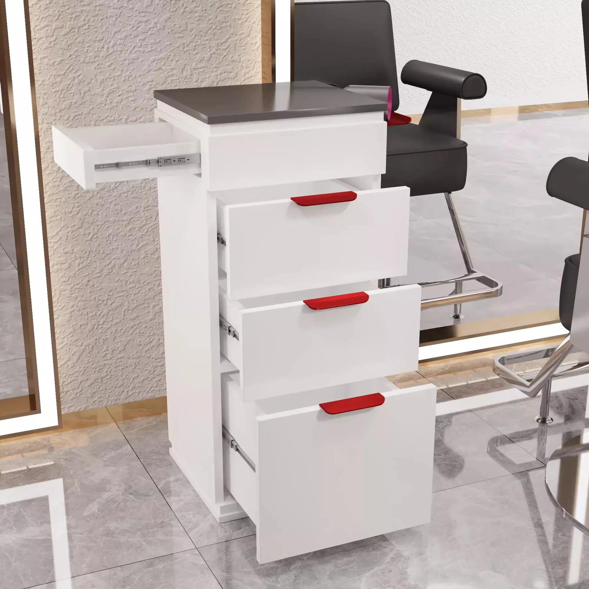 Factory Direct Eco-friendly Modern Stainless Steel Barber & Beauty Salon Tool Cabinet with 4-Wheel Storage and Salon Trolley