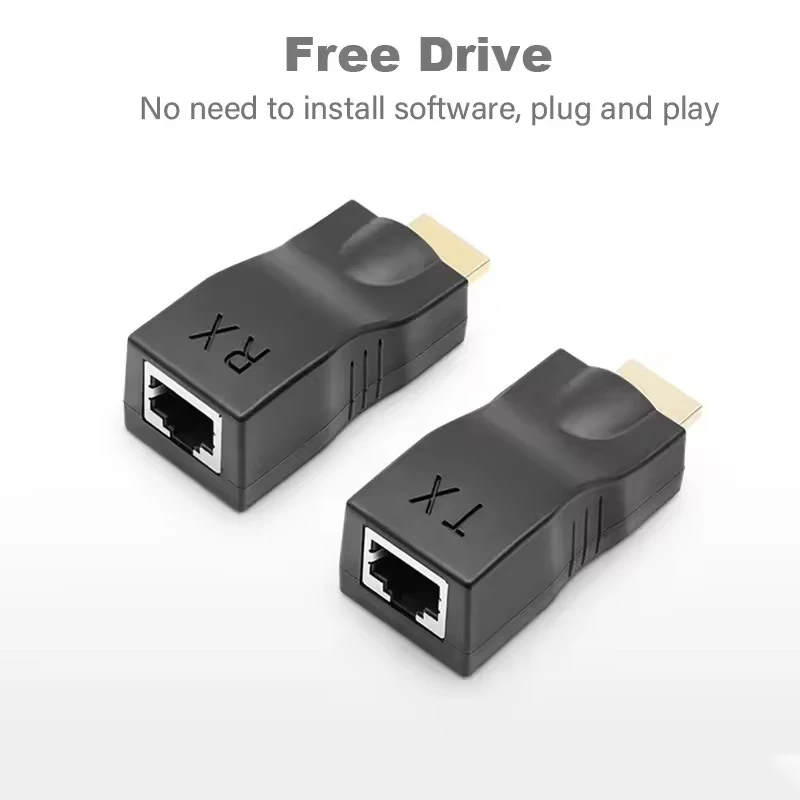 4K HDMI-compatible Extender RJ45 Ports Up to 30m Over CAT6 5E Network Ethernet LAN TX RX Adapter Cable HDTV to RJ45 for DVD PS4
