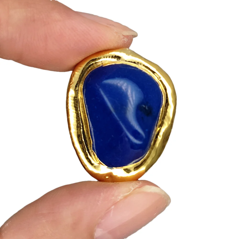 10 Pcs Deep Blue Turquoise Gold Plated Freeform Shape Beads Spacer For DIY
