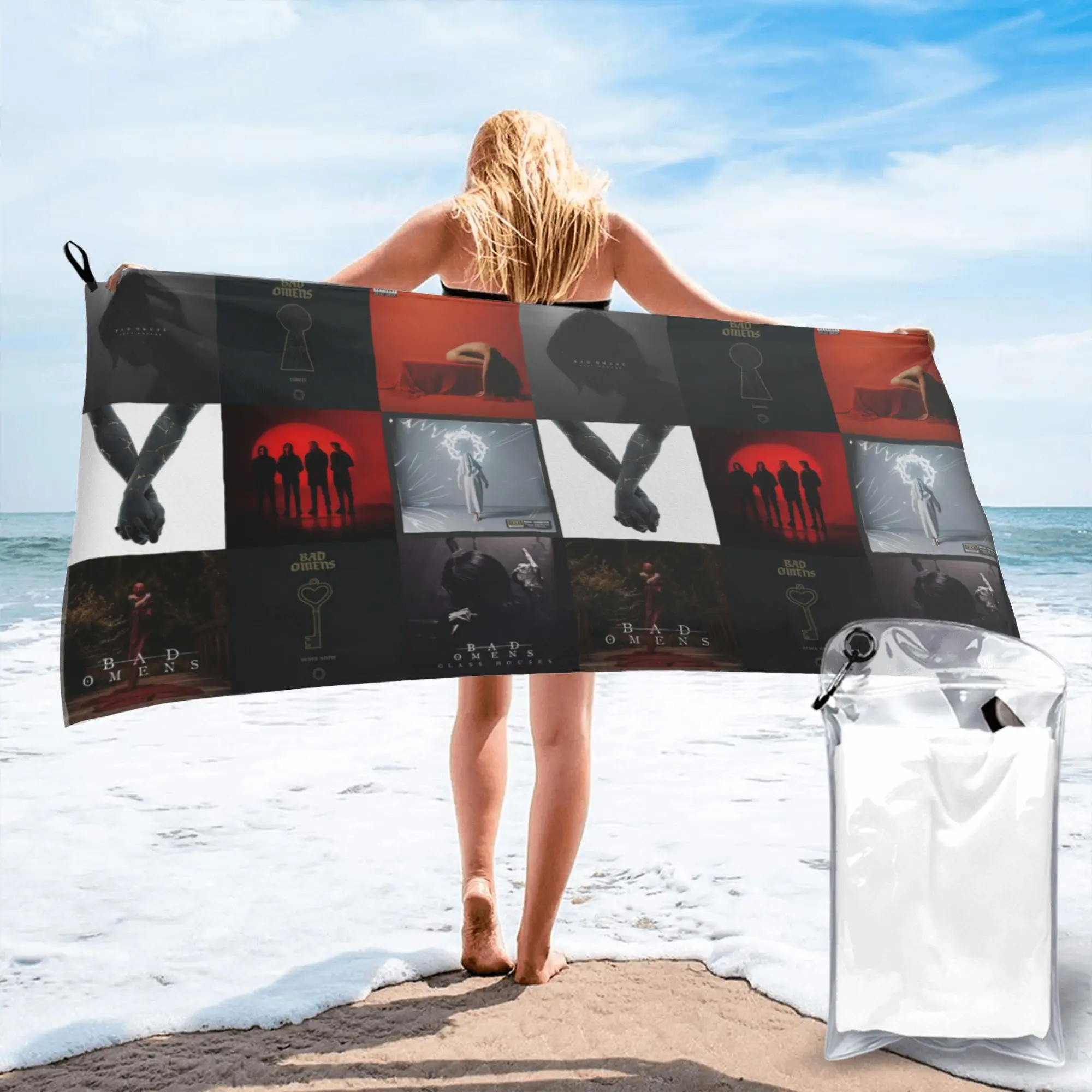 Bad Omens All Albums, Popular Singles And Members Beach Towel Soft Quick Dry Absorbent Quick Towels For Mountain Climbing