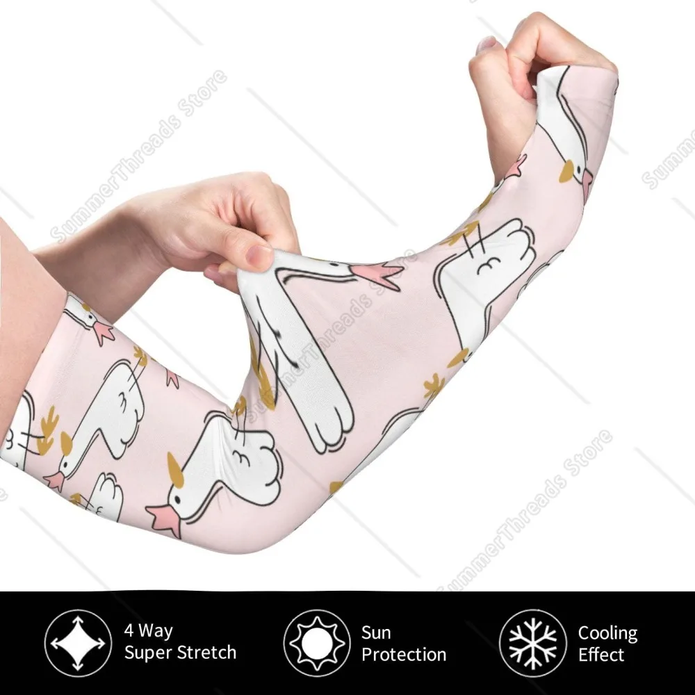 Goose Queen Cooling Sleeves สําหรับ Unsex, ปลอกแขนพร้อมรูนิ้ว, ปลอกป้องกันแสงแดด UV เพื่อปกปิดด้วยซิลิโคนกันลื่น