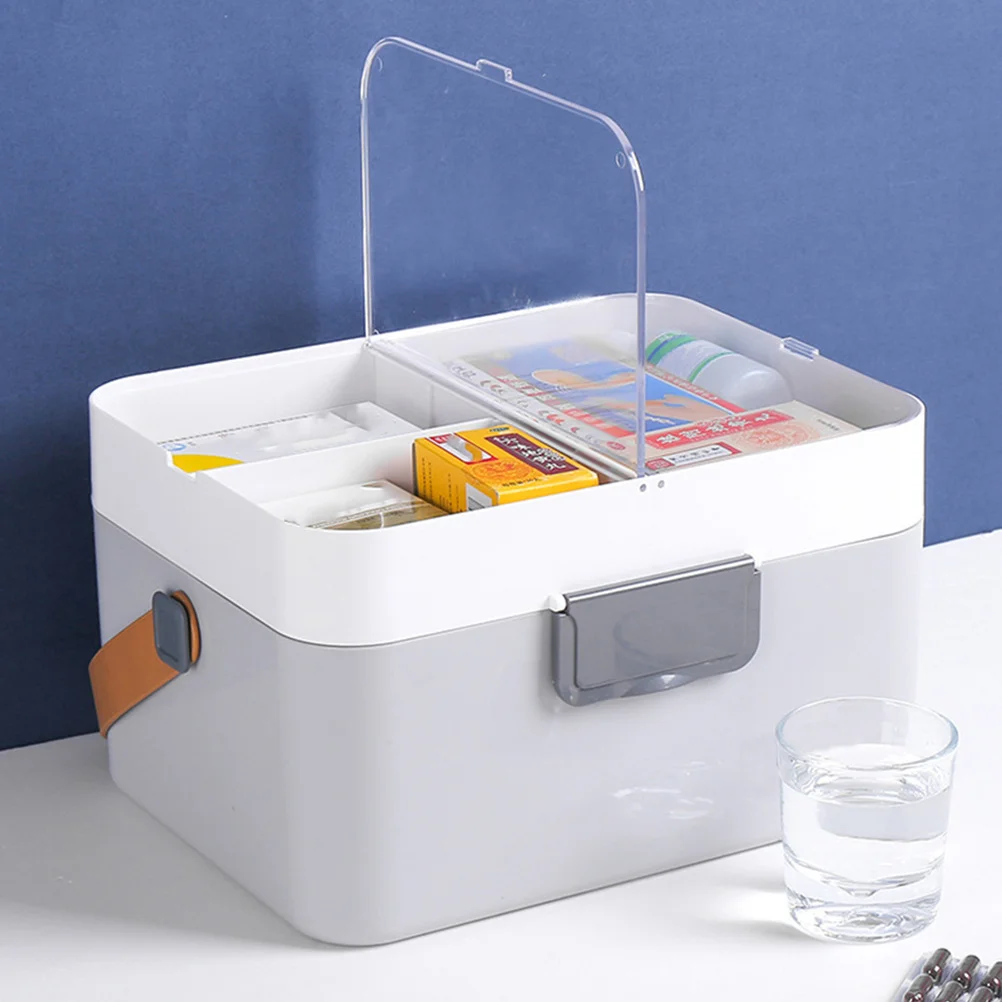 Portable First Aid Medicine Box Durable Multi-Grid Storage Organizer Compact Home Use Pill Container Practical Sundries Case
