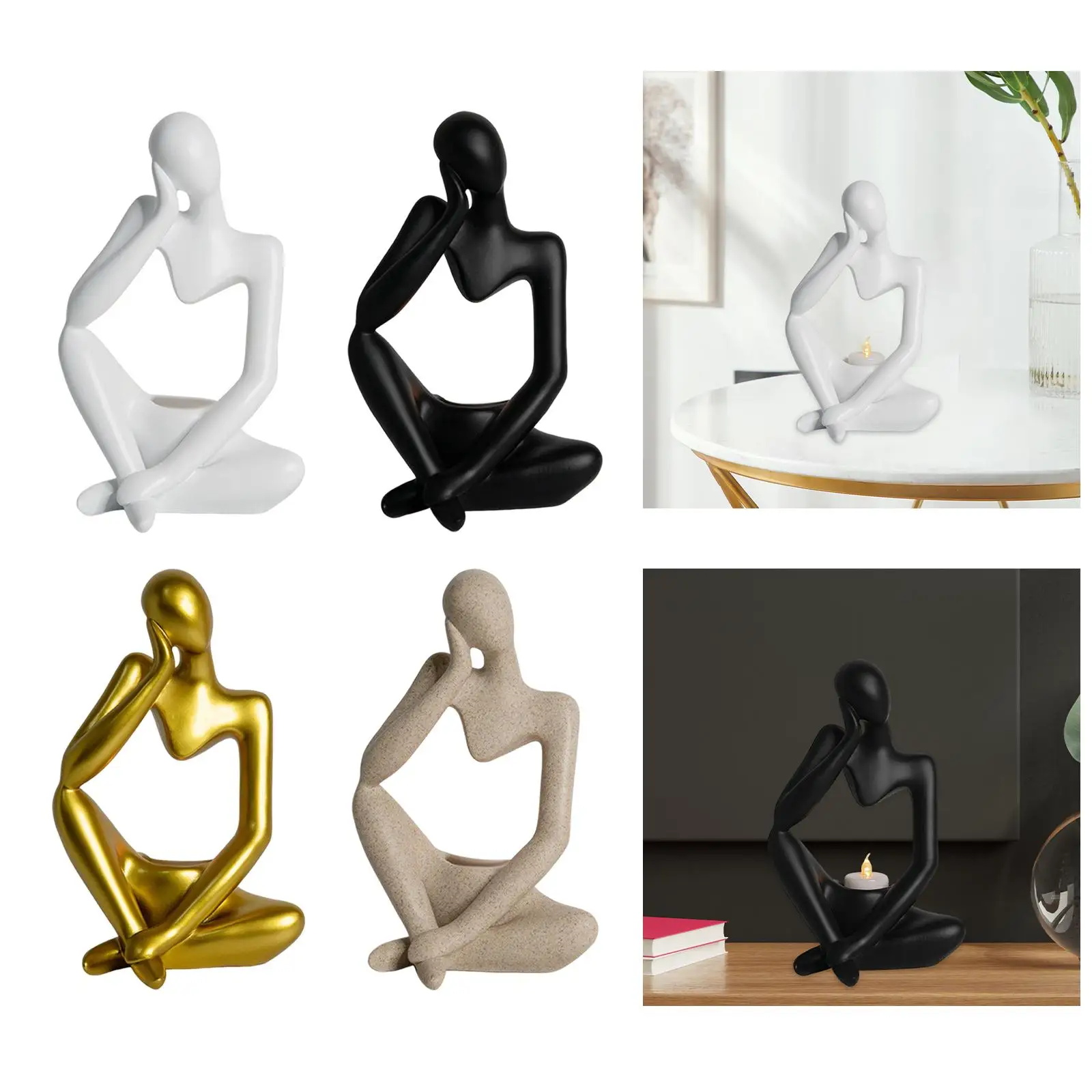 Nordic Thinker Figurine Candle Holder Ornament Collectible Resin Decoration