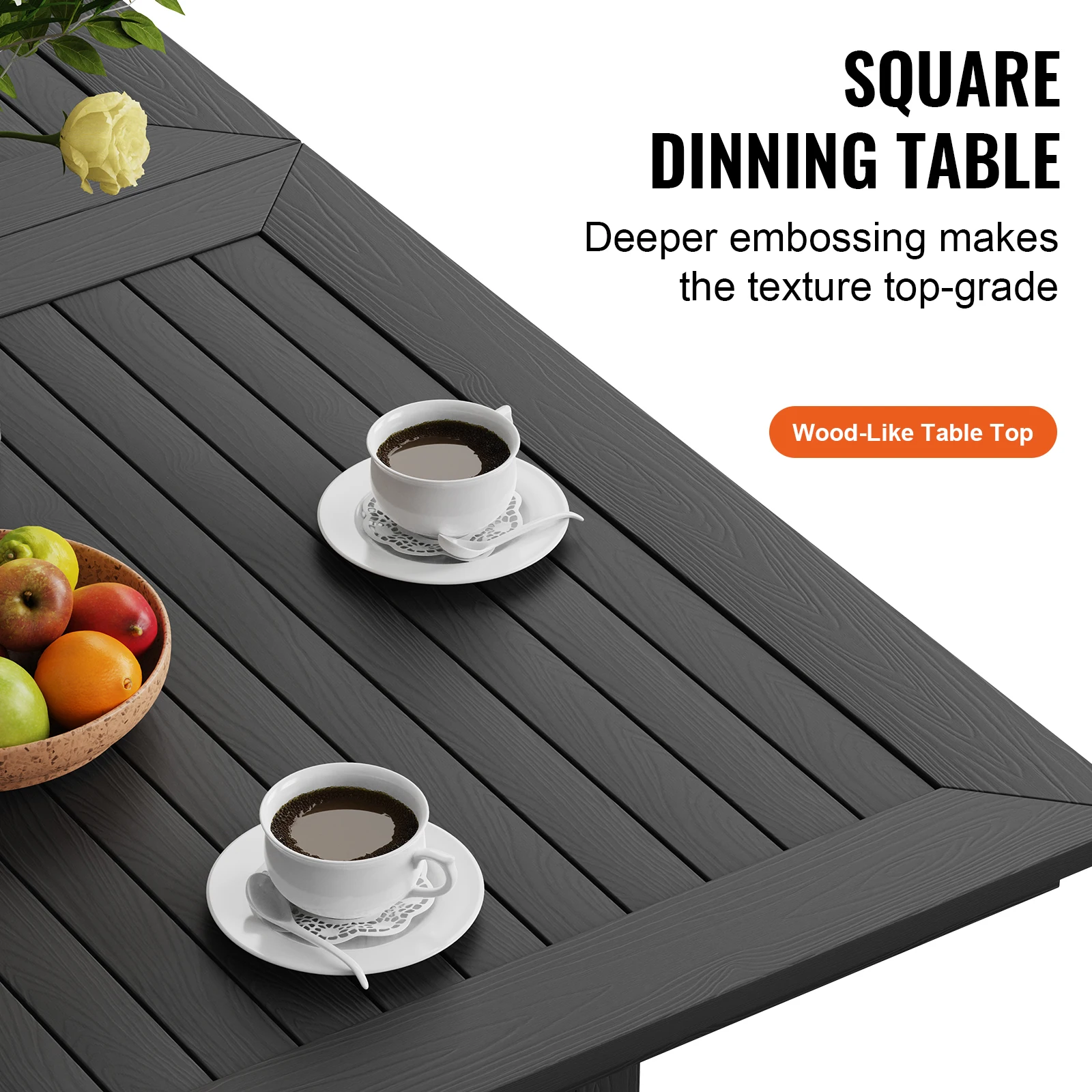 Outdoor Rectangular Garden Furniture 7 Pieces All Weather Durable Set