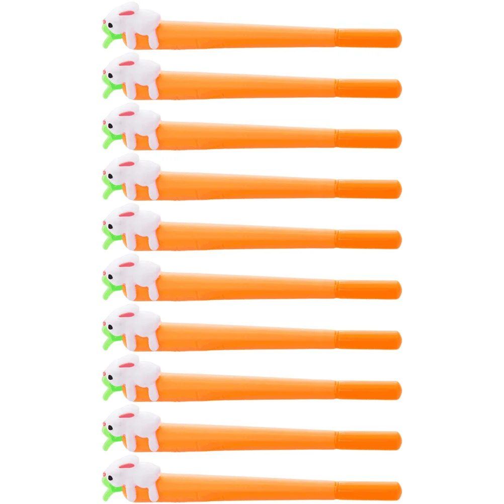 

10Pcs Cartoon Rabbit Carrot Gel Ink Pens 05Mm Smooth Writing Student Note Taking Office Signature Cute Gel Pen