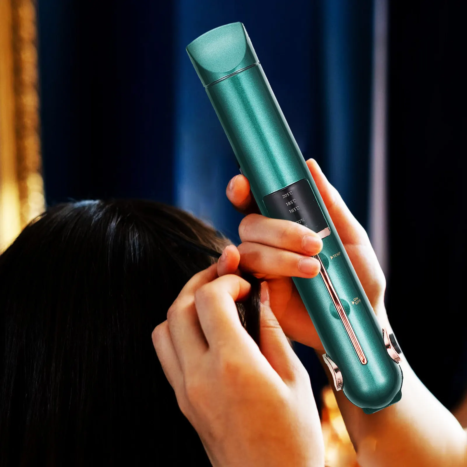 ワイヤレス充電ヘアストレートナーカーラー-プラスチック製-温度調節可能-ポータブルスタイリングツール-旅行やアウトドア用