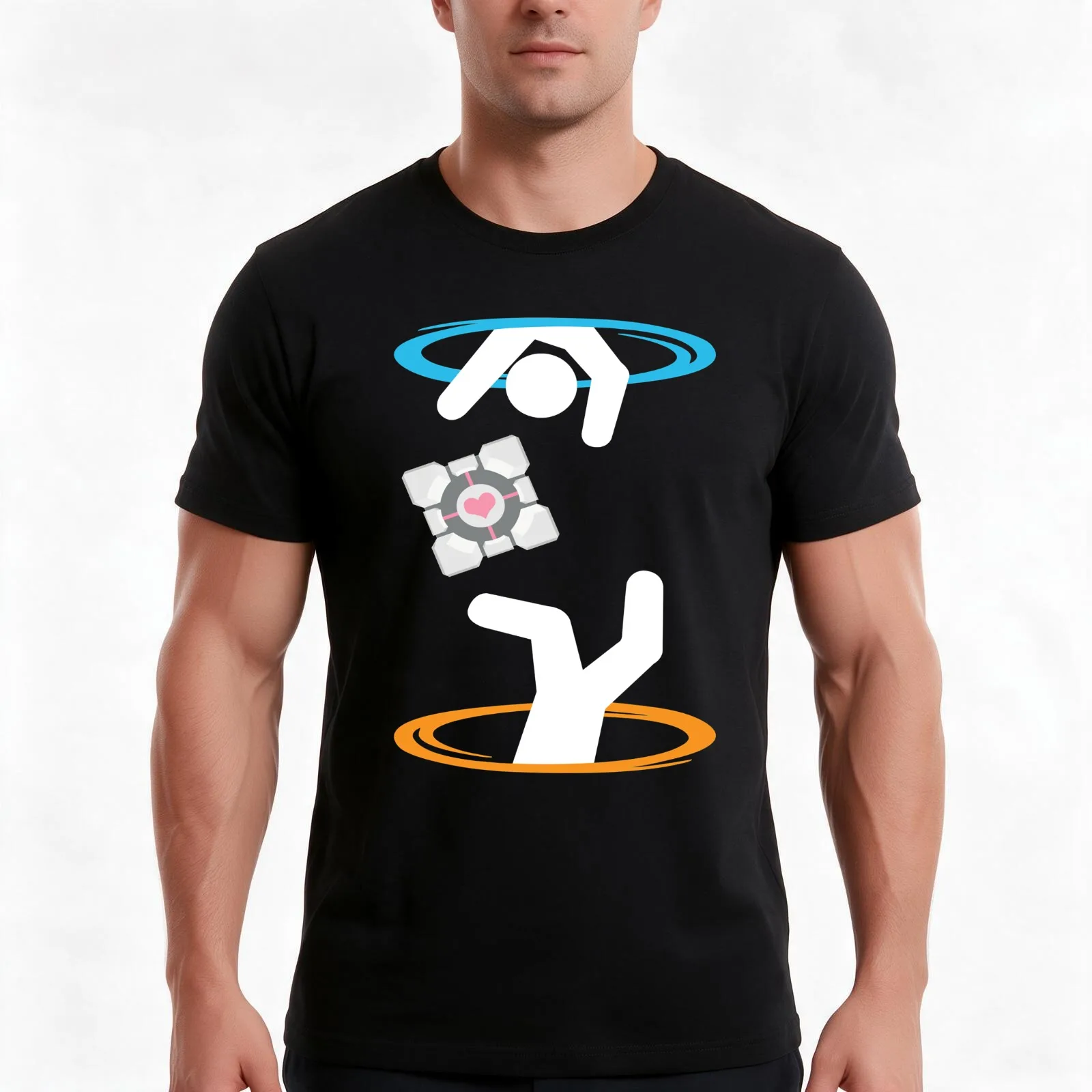 Lose The Companion Cube T-Shirt, Summer Casual Cotton Tee, Oversized Streetwear Tops, Vintage Graphic Print, Unisex Men Women