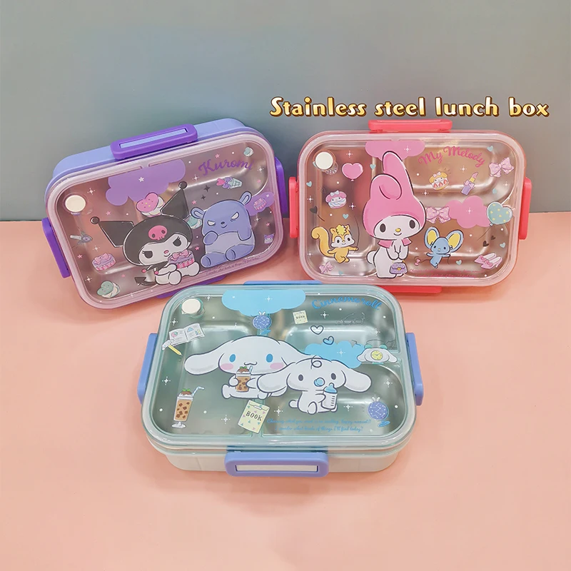 

Sanrio Cinnamoroll My Melody Kawaii Anime Stainless Steel Lunch Box Students Office Cute Kurrom Cartoon Insulated Case Girls Toy